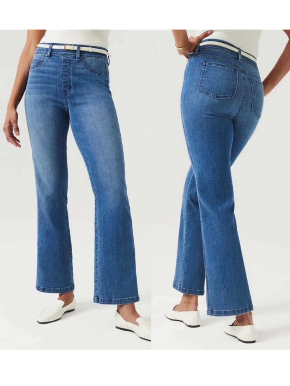 Spanx high rise crop kick flare jeans NEW XS vintage indigo